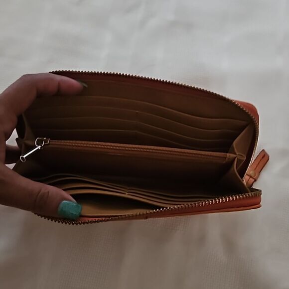 Fossil Women's Leather Wallet Orange - Picture 6 of 16